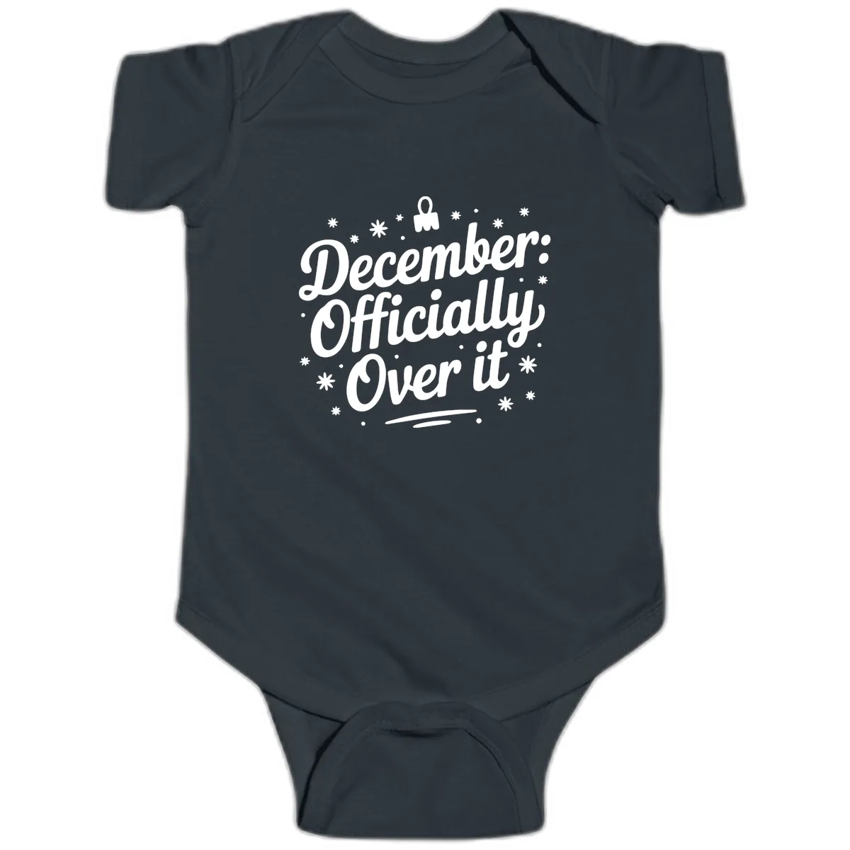 December Officially Over It Baby Onesie in Black